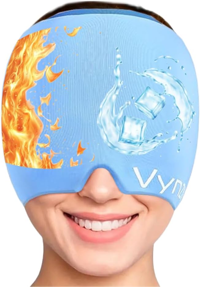 Migraine Relief Cap Miracle Hodepine Relief Cap360 Hot & Cool Hodepine Cap Soothing Odorless Gel Ice Head Wrap Oppgradert Migraine Cap for Tension, Stress og Sinus (Blue)
