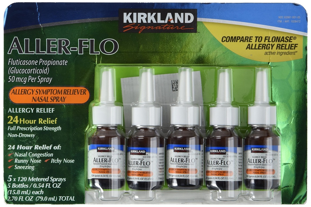 KIRKLAND SIGNATURE Kirkland Aller-Flo Fluticason Propionate (Glucorticoid), 0,54 Fl Oz. (Pack of 5)