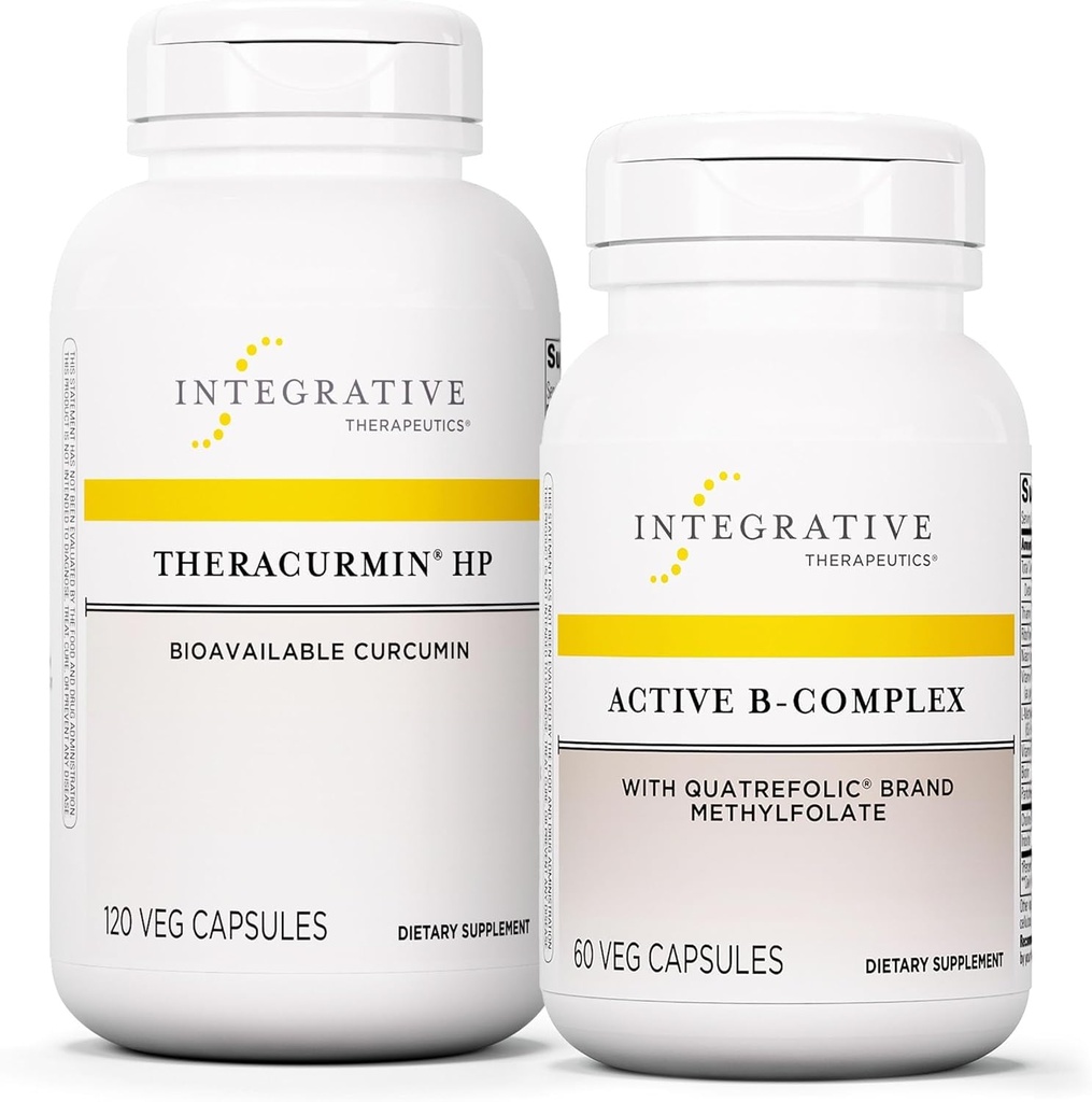 Integrative Terapeutika Bundle med aktiv B-Complex, 60 kapsler og termocurmin HP, 120 kapsler - Aktiv B-Complex å støtte energimetabolisme * - Theracurmin Det er 27x Mer Biotilgjengelig *