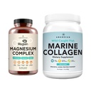 Amandean Premium Magnesium Complex & Marine Collage Bundle. Høyabsorpsjon Magnesium Threonat, Glycinat og Malat. Wild-Caught Hydrolysert fisk kollagenprotein. Støtte kvalitet søvn, hud og humør