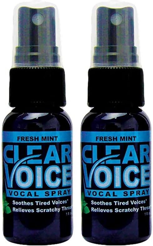 Clear Voice Oral Throat Spray Synging Ease Klarhet Soothing Dampener Moisturizer Relief Vocal Eze Reduser Booster behandling, laget i USA, Fresh Mint Flavor (2 pakke)