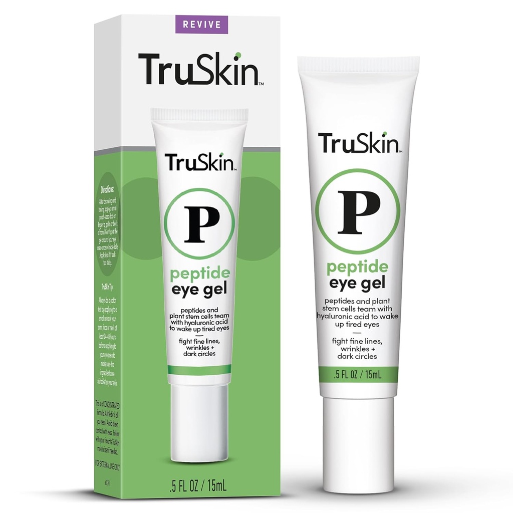 TruSkin Peptide Eye Gel – Forbedre utseendet på mørke sirkler og linjer for lysere-looking øye område – under øyet omsorg med peptider, plante stemceller, hyaluronsyre – våkne opp trøtt øyne, 0,5 floz
