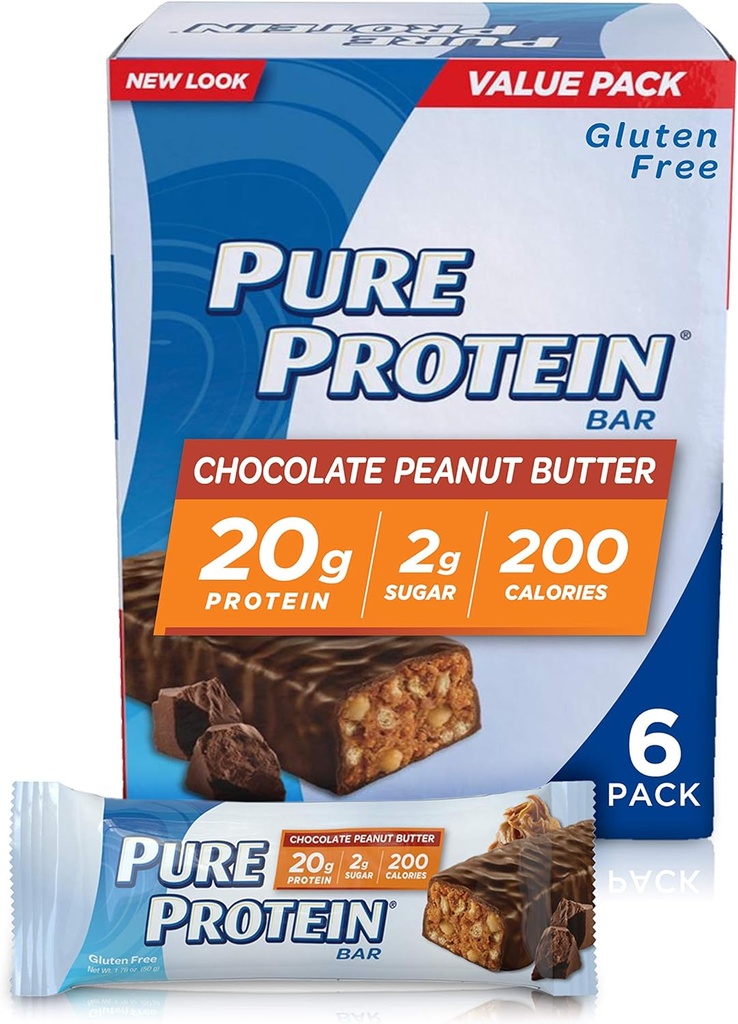 Pure Protein--High Protein Bar Sjokolade Peanut Smør---Protein Bars--20 Grams av Protein per Bar-Gluten Gratis--6-1,76-Ounce Bars