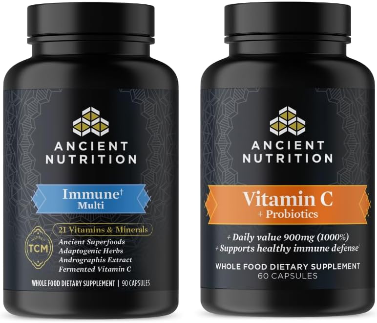 Gamle ernæring Multi Immune Capsules, 90 Tel + Vitamin C + Probiotika Capsules, 60 Telling