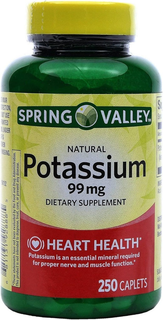 Spring Valley Kalium 99 mg fra Kalium gluconat 595 mg (250 antall)