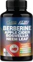 Berberin Supplement med Neem Leaf, Apple Cider Vinegar, VIT D3, E & mer - 150 Kapsler Støtte for immunsystem, digestion og generell helse