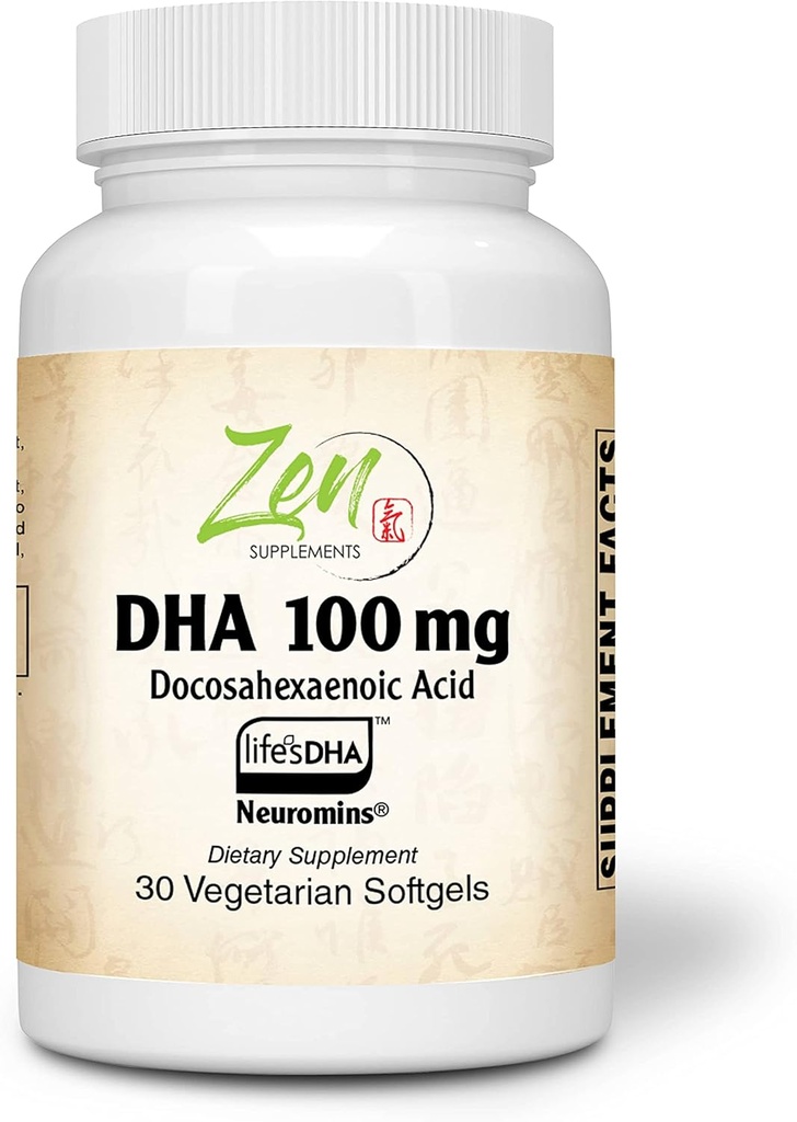 Zen Supplements - Neuromins DHA 100 Mg - Vegan & Algae Sourceed DHA Supplement støtter øyehelse, hjertehelse, og optimal wellness 30-Vegcaps