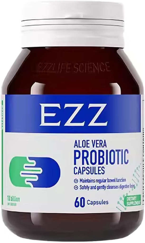 EZZ Aloe Vera Probiotic Inneholder australske Aloe Vera, Cassia og Digestive enzymer, tilsett fire probiotika. | Forbedrer Gut helse og digestion, ingen mer parabol | 60 kapsler