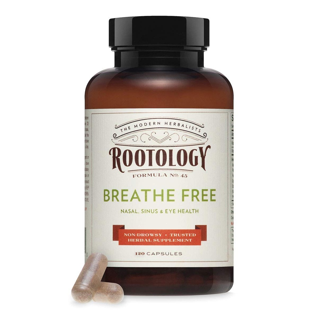 Rootologi puste gratis - Naturlig Nasal & Sinus Relief - Rask-Active, Ikke-Drowsy - 120 kapsler...