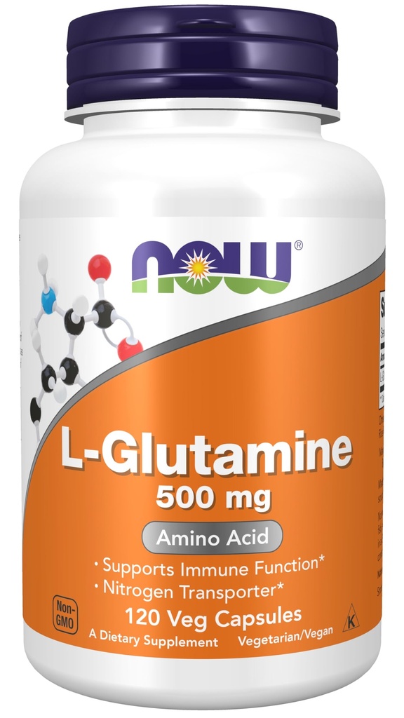 NU Mattilskudd, L-Glutamin 500 mg, Nitrogen Transportør*, Aminosyre, 120 Veg Kapsler