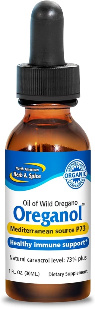 NORTH AMERIKAN HERB & SPICE Oreganol - 1 fl oz, Pack of 2 - Unprocessed, Wild, Organic Oregano Oregano Oil - Middelhavet Kilde P73 - Ikke-GMO - 864 Total Services