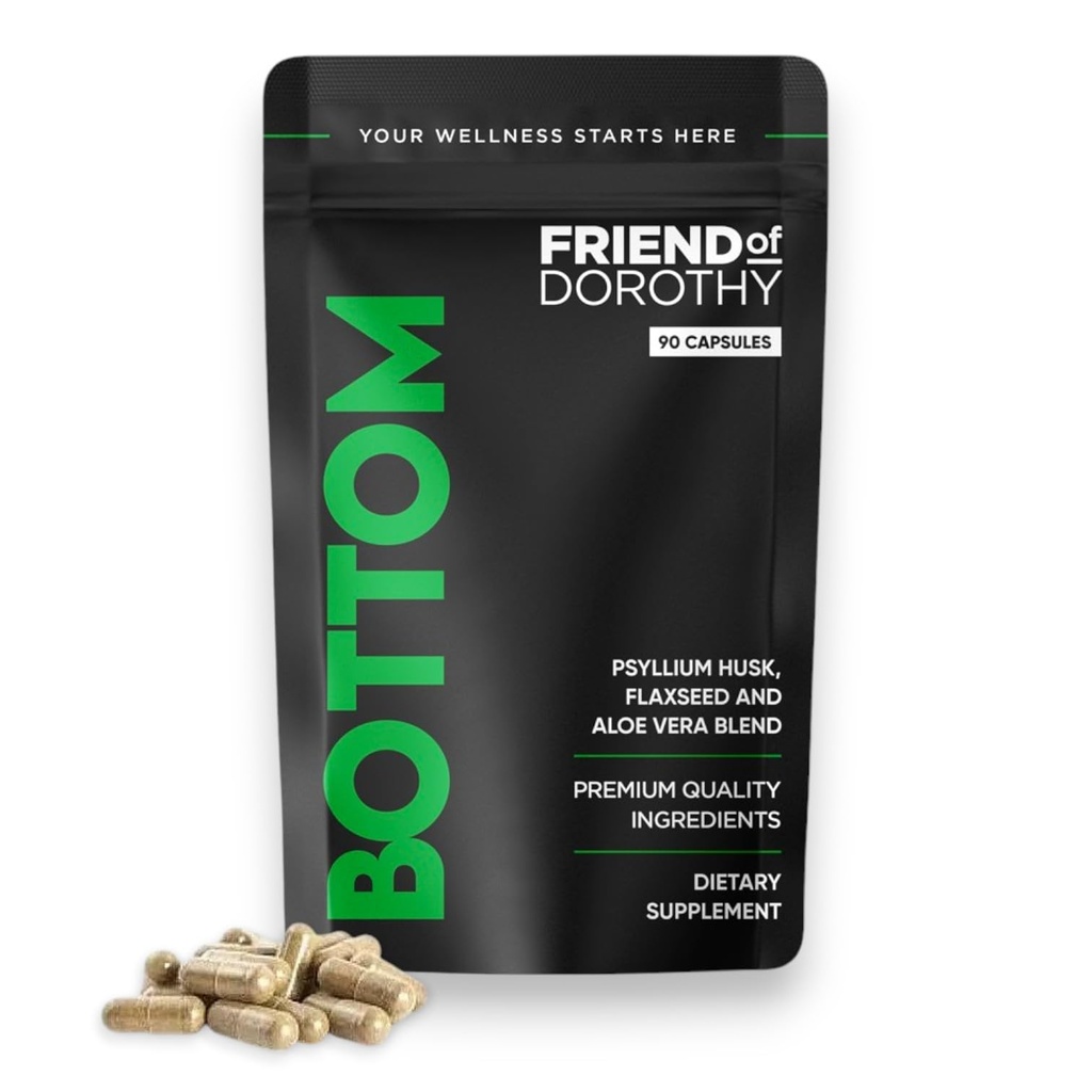 Bottom Fiber Supplement for uanstrengt prep tid - Hjelper fremme Digestive Regelmessighet - Psyllium Husk Basert - for menn som bunn, 90 kapsler