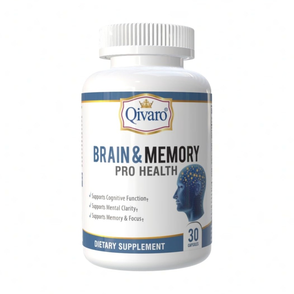Brain & Memory Pro Health - Naturlig støtte for kognitiv funksjon - Mind & minne Supplement for hjernehelse - Vegansk og ikke-GMO - Laget i USA - 30 Kapsler
