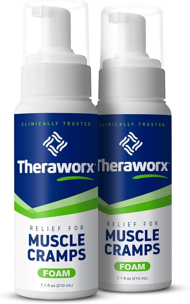 Theraworx Relief for muskelkramper Foam Fast-Active Muscle Spasm, Ben Soreness med Magnesium Sulfat - 7,1 oz - 2 greve