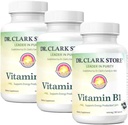 Bernard Jensens Dr. Clark Store vitamin B1 Thiamin 500mg Supplement -Thiamin B1 Supplement for sunne nervesystem og energimetabolisme, Glutenfri, Dairy Gratis - 100 Gelatin kapsler 3Pack