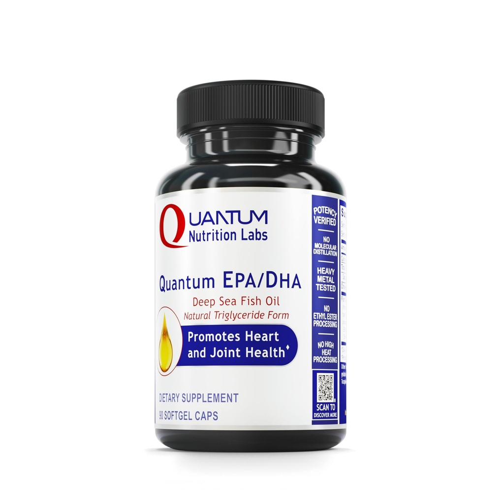 Quantum Nutrition Labs EPA DHA Fish Oil Softgels - Omega 3 Fiskeolje, Omega 3 Supplement, EPA DHA, Omega 3 Fettsyrer Kosttilskudd for kvinner og menn, Naturlig - 90 Softgel Kapsler