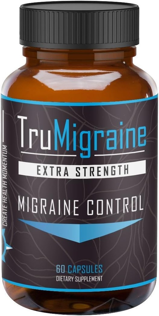 TruMigraine Relief & Forebygging | Alle naturlige migraine kosttilskudd for hodepine Relief | Ingredienser: Riboflavin, Feverfew, Paraben Free Butterbur, & Ginkgo Biloba | 60 Veggie Kapsler,