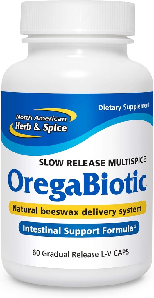 Nordamerikansk Herb & Spice OregaBiotic - 60 Kapsler - Immunsystem & Digestiv støtte - Hår, Hud & Nail Helse - Svart Seed Oil, Cumin Olje, Oregano Olje, Sage Olje - Ikke-GMO - 30 Total Services