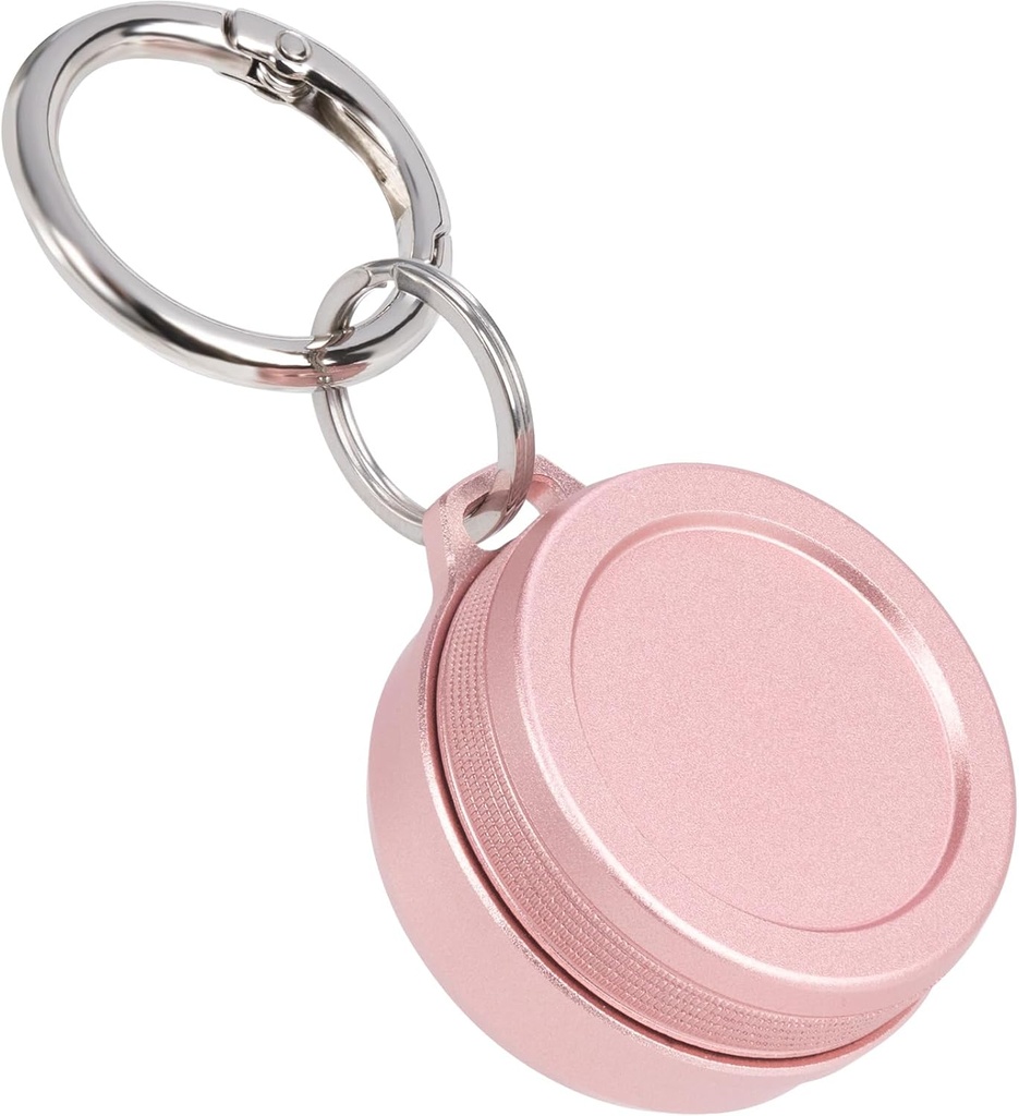 Daglig Metal Carring Case - Bærbar Keychain Pill Holder, Vanntett liten reise pille Container for ørepropper Myner, Kompatibel med Loop, Eargasm & Vibes, Kompakt Mini Purse Pill Box (Pink)