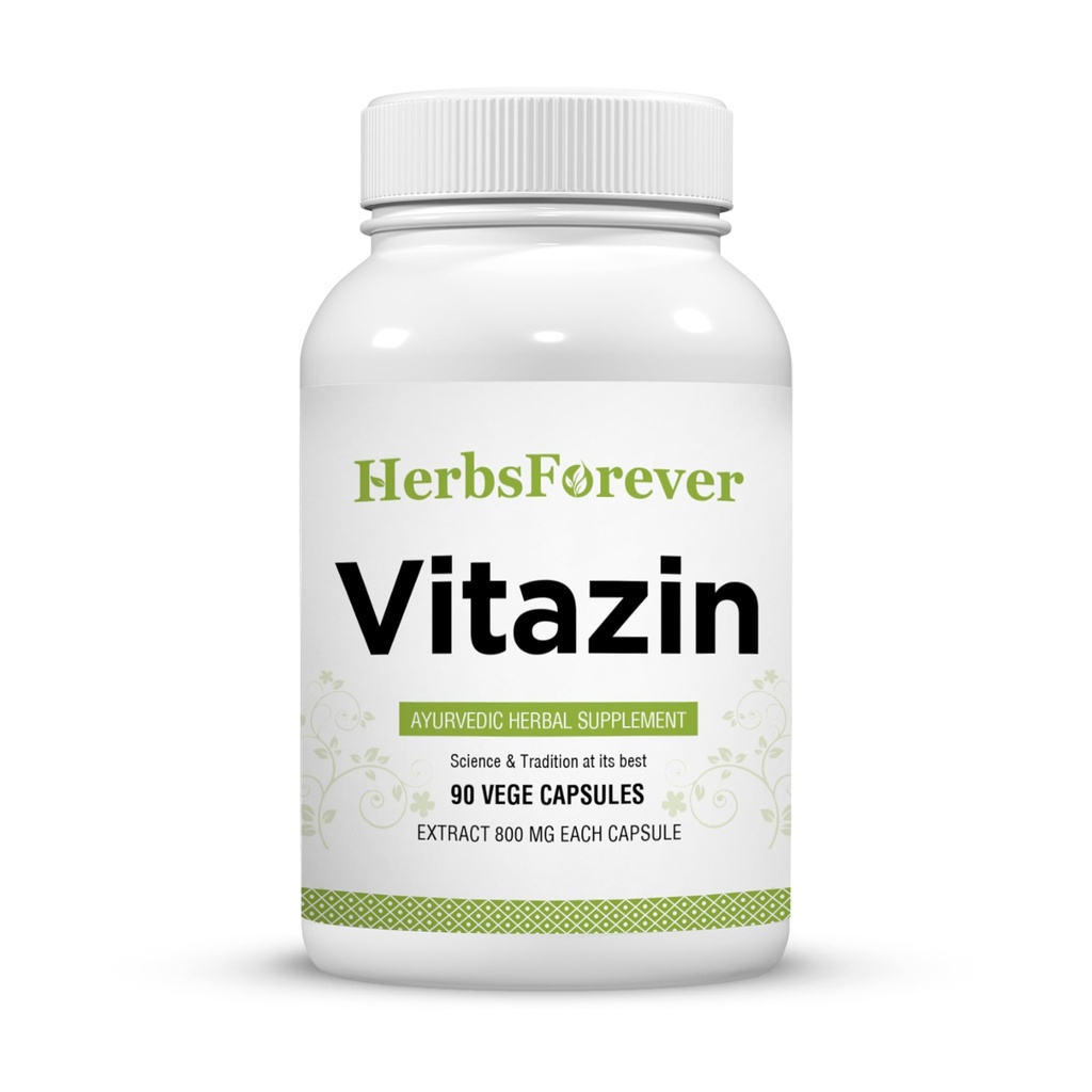 Herbsforever Vitzin Capsules Ayurvedic Herbal Supplement støtter energi og ytelse gir fysisk og mental styrke 90 Vege kapsler 800 mg hver