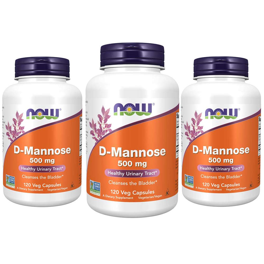 NU Mattilskudd, D-Mannose 500 mg, ikke-GMO prosjekt verifisert, sunn urinveistraktasje*, 120 Vegkapsler (pakke med 3)