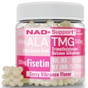 SHIZAM TMG Betain Alpha Lipoic Acid ALA D3 Fisetin Gummies, Tri-metylglycintrimetylglycin R-Alfa NAD+ Pluss + HCL Kosttilskudd, Mitokondrial Senolytisk aktivator, NR Kapsler pulver 600 mg 1000 mg
