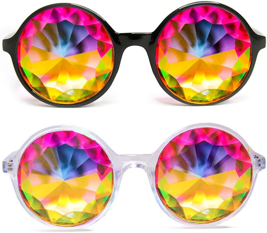 GloFX Kaleidoskop Briller | Letvektskrystall EDM Festival Diffraksjon | 2 Pakke Rave