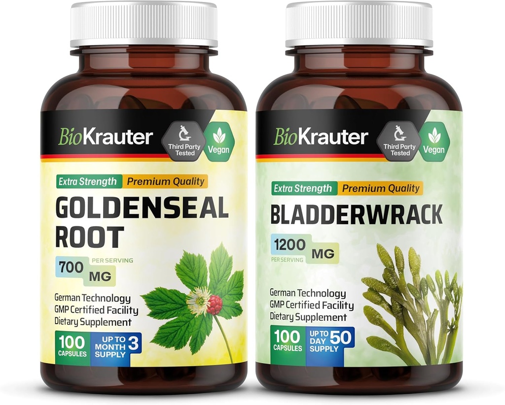 BIO KRAUTER Goldenseal 100 kapsler & Bladerwrack 100 kapsler