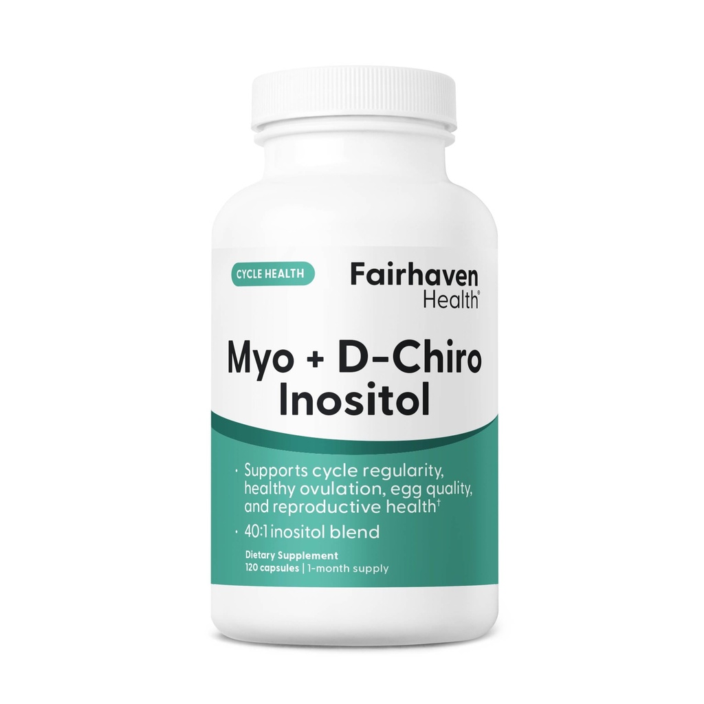 Fairhaven Health Myo-Inositol og D-Chiro Inositol Supplement for kvinner 40:1 Ratio | Kvinnelig fruktbarhet Supplement for kvinner og hormonbalanse * | Vegan | 120 Myo & D-Chiro Inositol Kapsler