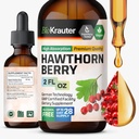 BIO KRAUTER® Hawthorne Berry Supplement - ren Vegansk Hawthorn Berry flytende dråper 655 mg per servering 2 Fl.Oz 28 dagers forsyning - brukes til total støtte og daglig velvære - alkohol og sukker gratis