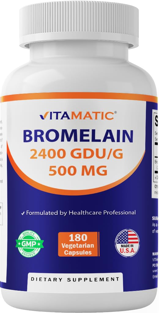 Vitamatic Bromelain Supplement 500 mg – 2400 GDU/g – 180 kapsler