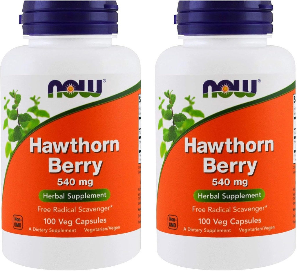 Nå Matvarer Hawthorn Berry 540 mg, 100 Veg Capsules (pakke på 2)