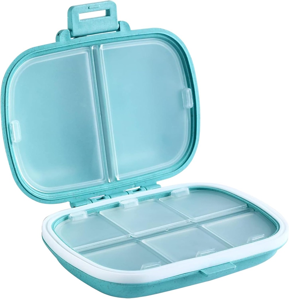 Holii Travel Pill Organizer, 8 Sammenligninger Bærbar Pill Case, Daglig Pill Box å holde vitaminer, Lille Pill Container for Pocket Purse Medicine Organizer(Blue)