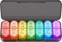 Weekly Pill Organizer 2 ganger om dagen - PM Pill Organizer med 7 daglige fargekodede små tilfeller, morgen og natt reise piller tilfeller for vitaminer, medisin, og kosttilskudd