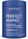 BodyHealth PerfectAmino pulver - BCAA og EAA pulver for pre og post trening - Amino syre energi drikke for menn og kvinner å støtte lean muskel og gjenoppretting - Vanilla - 60 serveringer