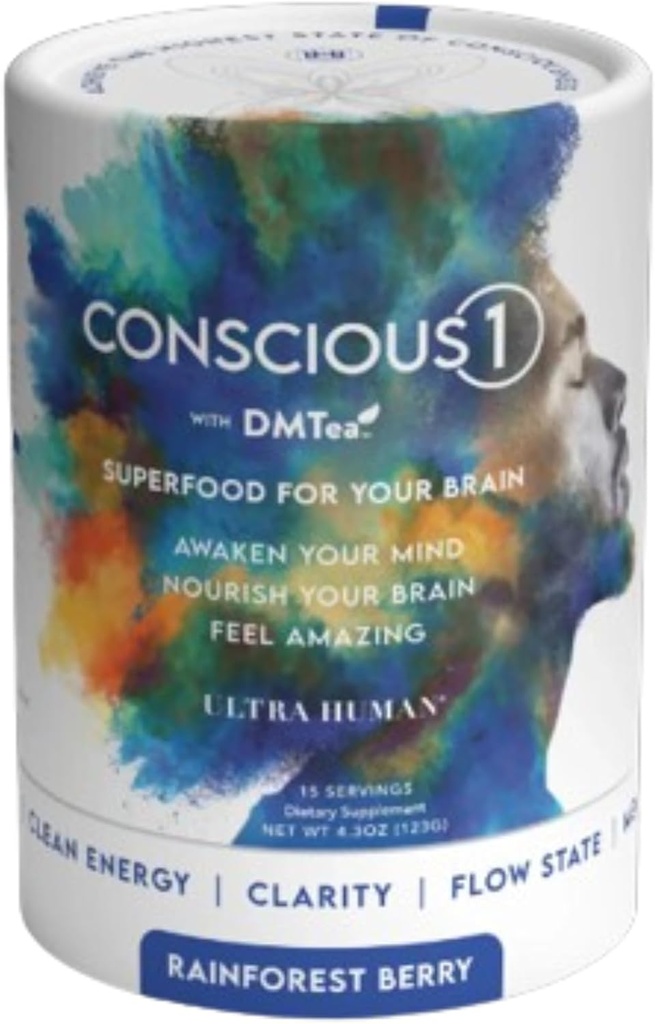Ultra Human CONSCIOUS1 - Focus Boosting Superfood blanding - Regnskog Berry - 30 serveringer (pakke med 1)