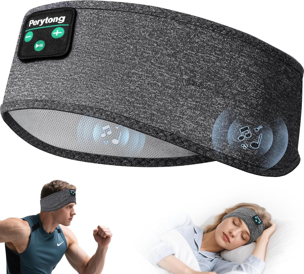 Perytong søvn hodetelefoner, Bluetooth sport hodebånd hodetelefoner med ultra-tunn HD Stereo høyttalere Perfekt til å sove, Workout, Jogging,Yoga,Insomnia, Air Travel, Meditasjon