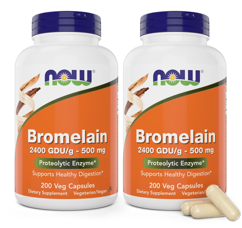 Bromelain 500 mg, 200 Veg Kapsler (pakke med 2) Supplement - Ikke-GMO, Vegansk 500 mg Caps