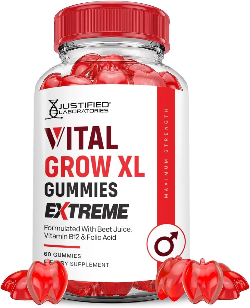 Bekreftede Laboratories Vital Grow XL Extreme 2000MG Performance Gummies Advanced Formula Formulert med ACV Pomegranate Beet Juice pulver B12 Vegansk Ikke GMO 60 Gummys