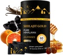 Shilajit Gummies ren Himalayan Shilajit Gummies gull | Ashwagandha, Gokshura | Fulvic Acid & 85+ Spor Mineraler for menn, kvinner | Ikke-GMO | Lab Tested | Ingen lagt sukker I 60 Gummy
