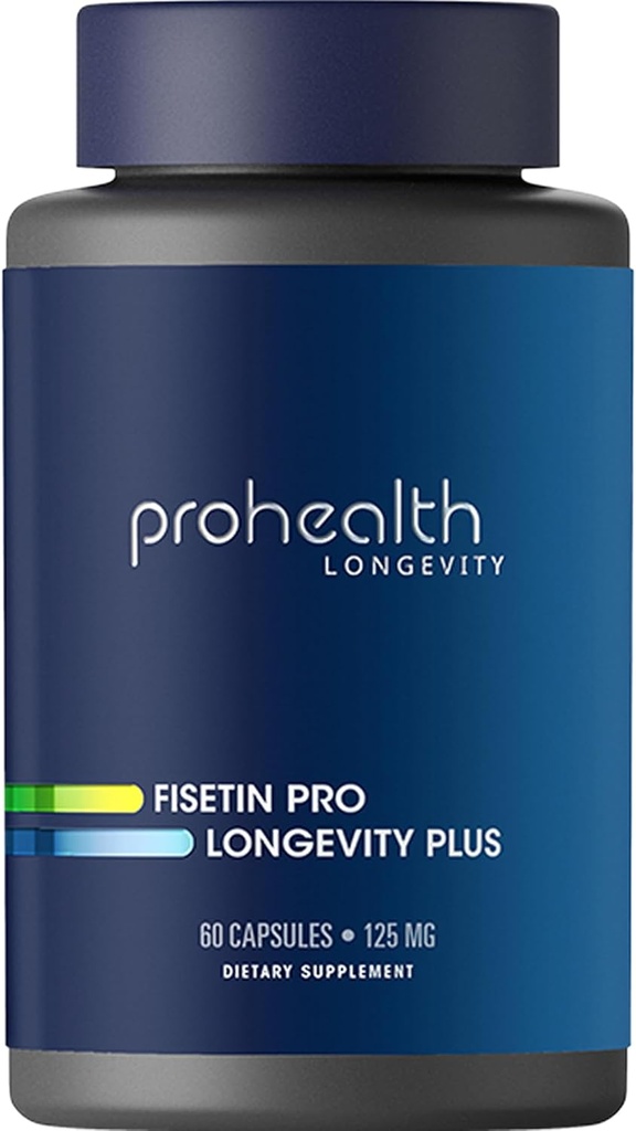 ProHealth Fisetin Supplements-15X Bedre absorpsjon fra polyfenol blanding + MCT olje. 3. part testet ren. USA produsert. Kraftig antioksidant + senolytisk. Fisetin Supplement 125mg X 60 Serveringer