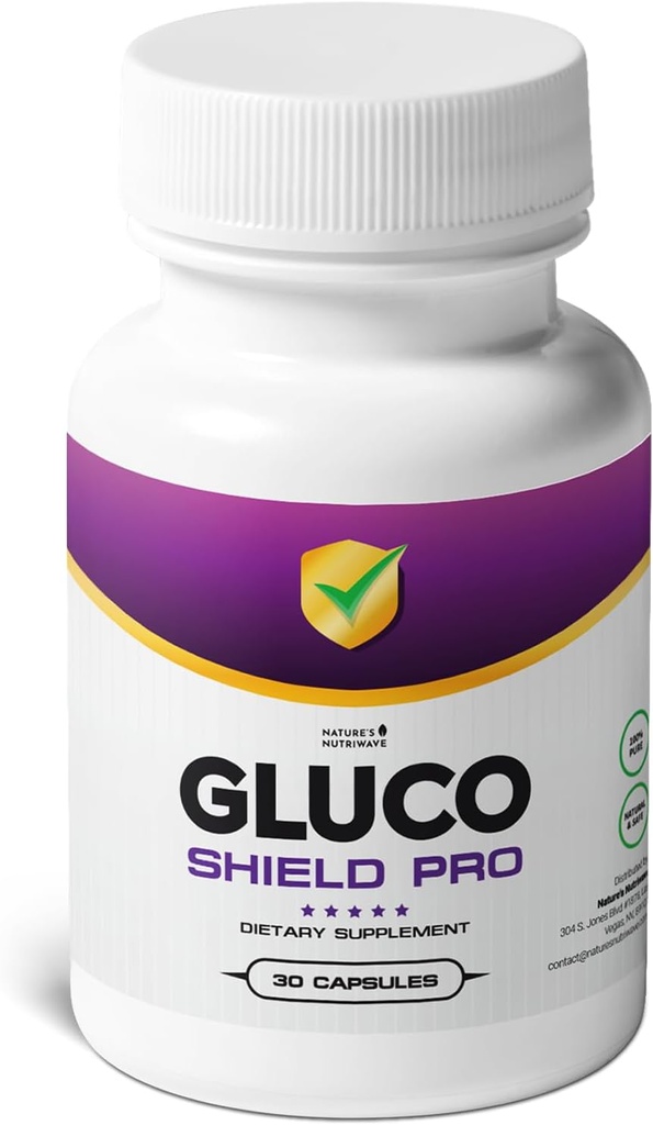 GlucoShield Pro - Naturlig Supplement med vitaminer B1, B2, B6, Magnesium, sink og kalsium | Ikke-GMO, Stimulant-fri, lett å ta | laget i USA, GMP-sertifisert | 30 Kapsler, 1 måneds forsyning