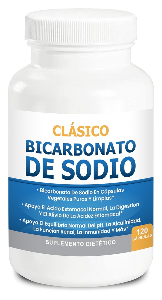 Bikarbonato de Sodio clásico 650 mg USO orgánico naturpastillas de bikarbonato de Sodio en polvo Tabletas de bikarbonato de Sodio (cápsulas) Alcalinidad del ácido del estómago 120 cápsulas