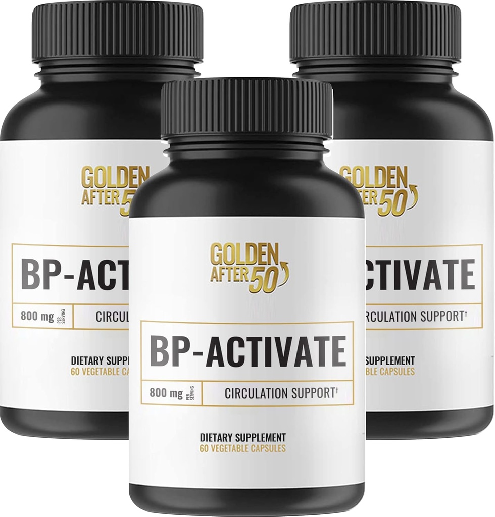 Golden Etter 50 BP-Active - Nitric Oxid Supplement med essensielle aminosyrer - blod sirkulasjon og hjerte helse støtte Supplement - 3 flasker - 800mg L Arginine, AAKG, L Citrulline