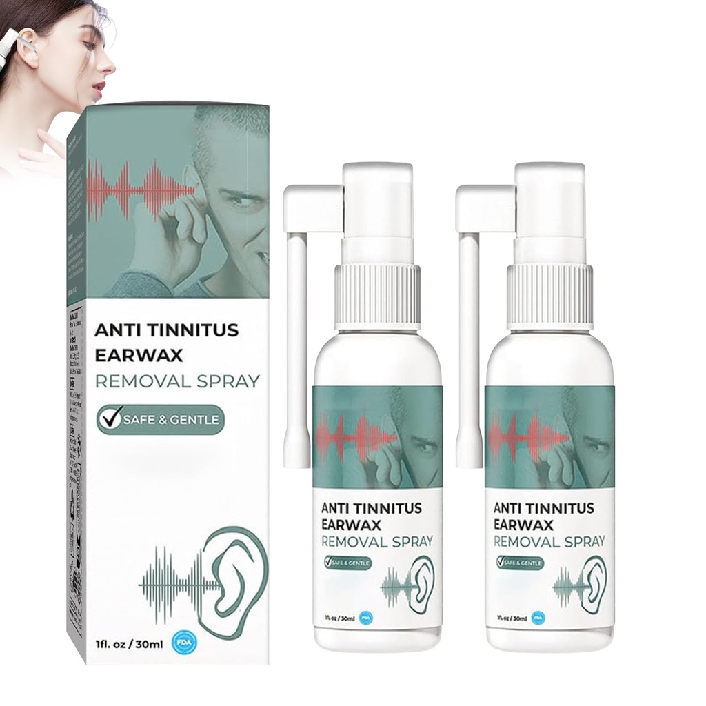 Hearing Restoration Spray, Anti Tinnitus Earwax fjerning Spray, ørevoks rengjøring Spray, Tinnitus Spray for øre (2PCS)