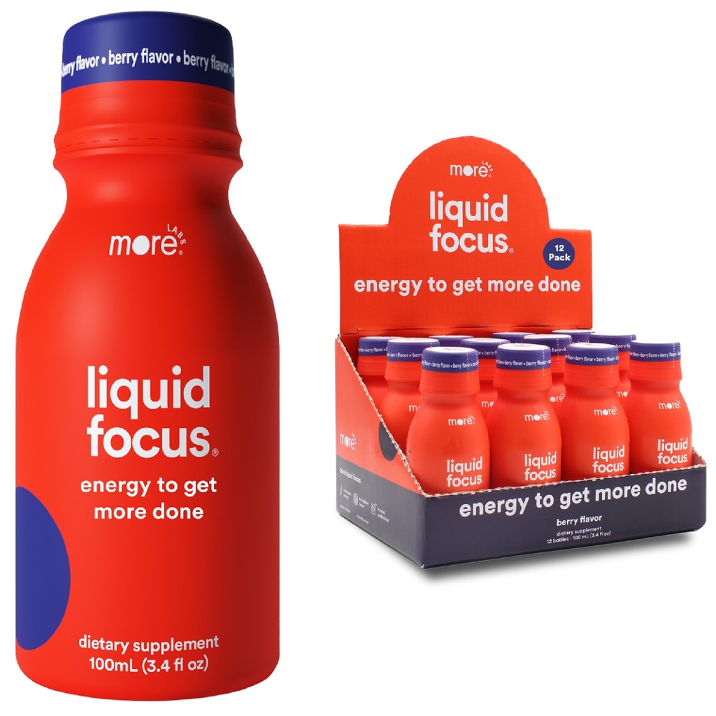 Flere Labs flytende fokus, Nootropic Smart Drink med kraftige antioksidanter og adaptogene urter for energi og konsentrasjon, 150 mg koffein (pakke med 12)