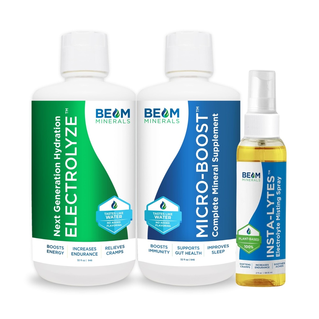 Beam Minerals Micro-Boost Humic Mineral Blend & Elektrolyser væske og insta-Lytter naturlige flytende elektrolytter 2oz