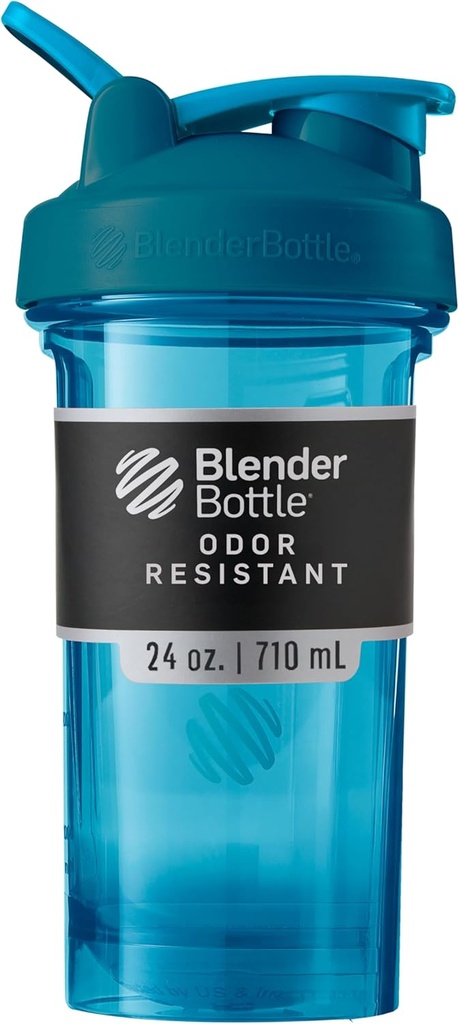 BlenderBottle Shaker Flaske Pro Series Perfekt for proteinshake og pre trening, 24-Ounce, Ocean Blue