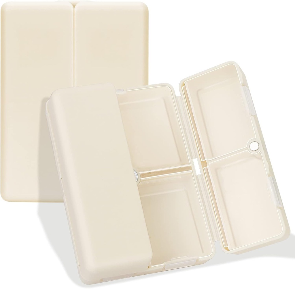 FYY Daily Pill Organizer, 7 Compartments Portable Pill Case Travel Pill Organizer,[Folding Design] Pill Box for Purse Pocket å holde vitaminer, Cod Liver Oil,Supplements og Medisinering-White