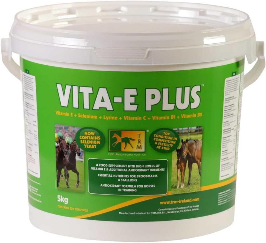 TRM Vita-E Plus Equine Horse Feed Supplement | Vitamin E og Antioksidanter - 11 lb (5kg) - 11 lb
